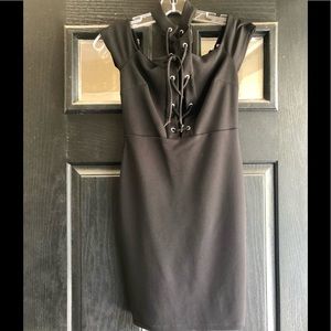 Off the shoulder lace up neck black dress SIZE S/M